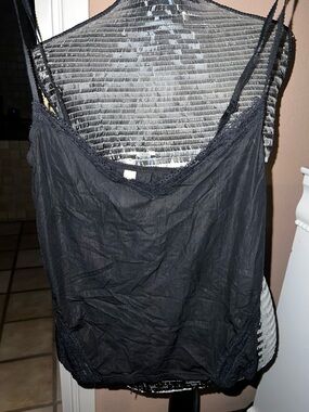 Black Lace-Trim Camisole Tank Top